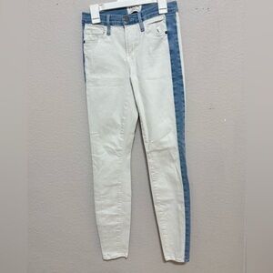 Frame Denim Two-Tone White and Blue Skinny Jeans